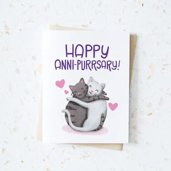 Hop & Flop Greeting Card - Anniversary Cats