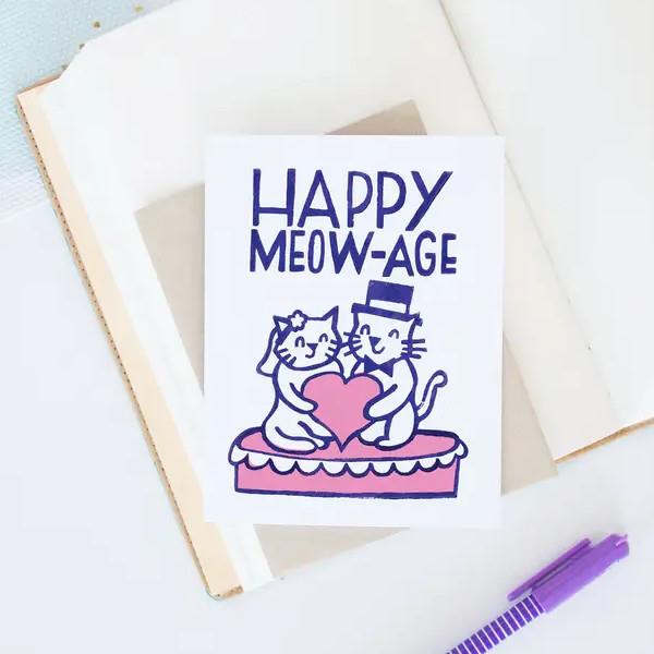Hop & Flop Wedding Greeting Card - Happy Meowage Cats