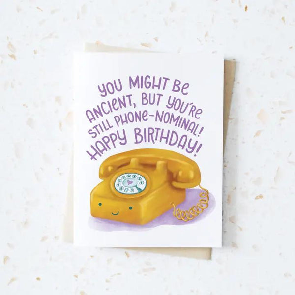 Hop & Flop Birthday Greeting Card - Rotary Phone Nostalgia