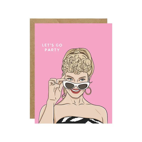 Simple Whimsy Greeting Card - Let's Go Party, Barbie