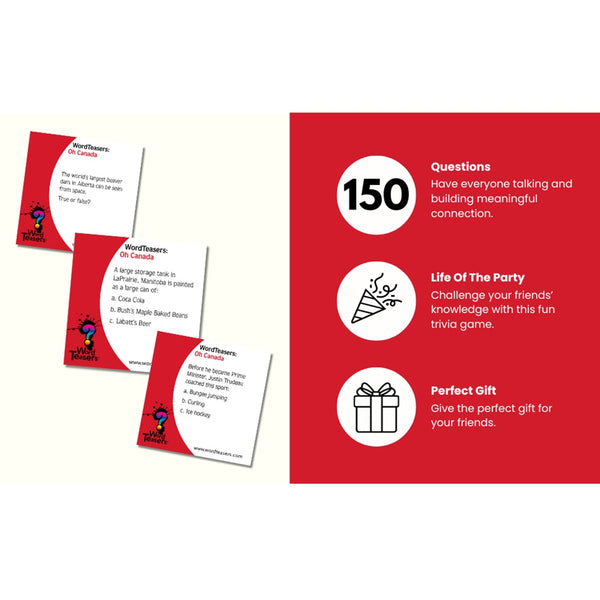 Word Teasers Oh Canada Trivia Game - 150 Fun Canadian Conversation Cards (Ages 10+)