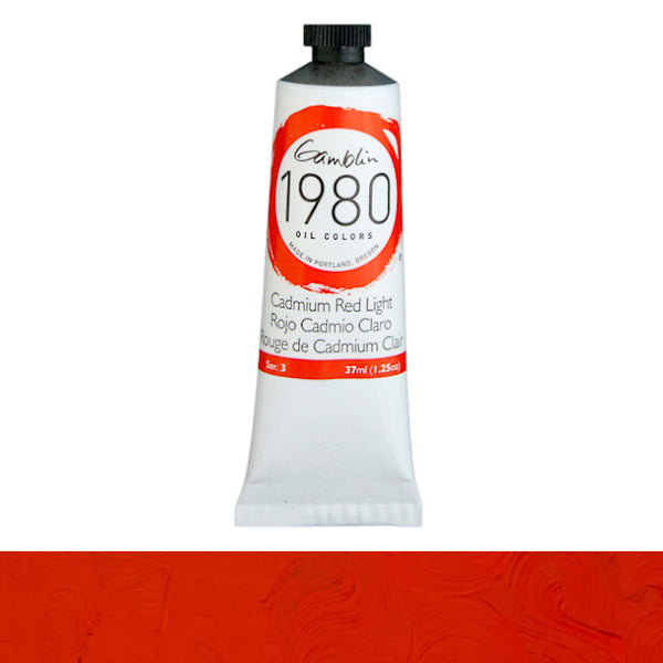 Gamblin 1980 Oil Colours 37ml Tubes S3 CADMIUM RED LT