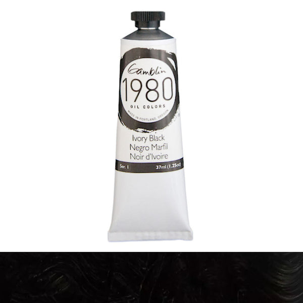 Gamblin 1980 Oil Colours 37ml Tubes S1 IVORY BLACK