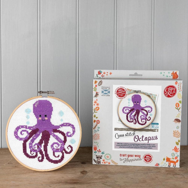 Crafty Kit Co. Cross Stitch Kit - Purple Octopus