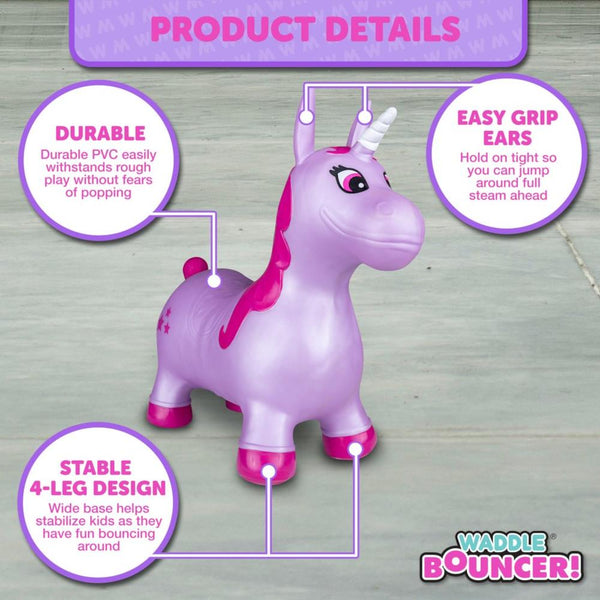 Waddle Ride On Bouncer, Purple Pink Unicorn