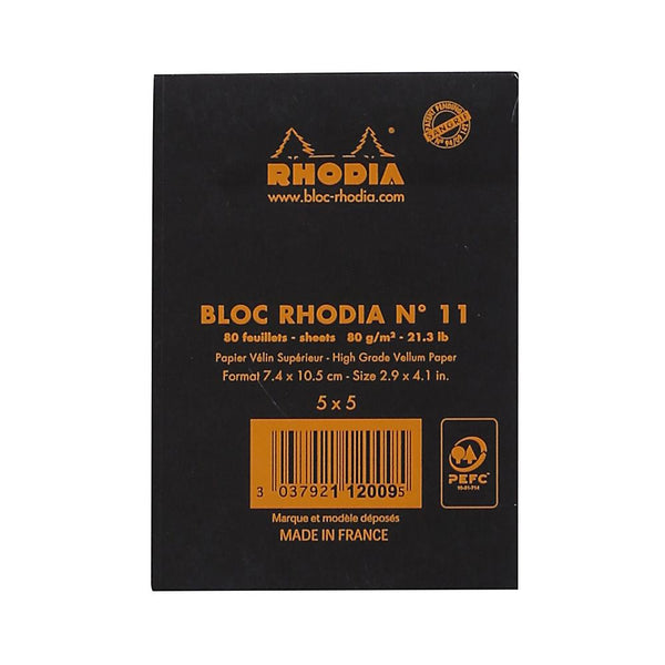 Midoco.ca: Rhodia #11 Grid Notepad - Black