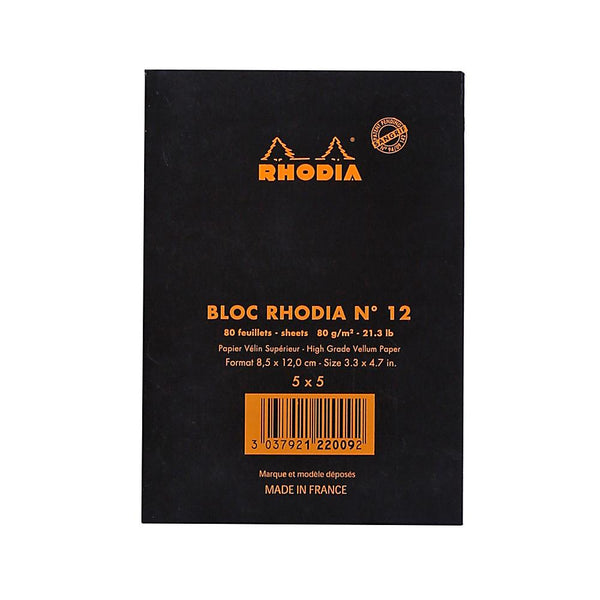Midoco.ca: Rhodia #12 Grid Notepad - Black
