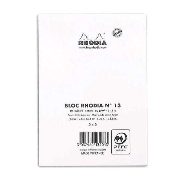 Rhodia #13 Grid Notepad - White