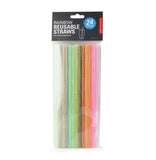 Kikkerland Reusable Rainbow Straws 24pk
