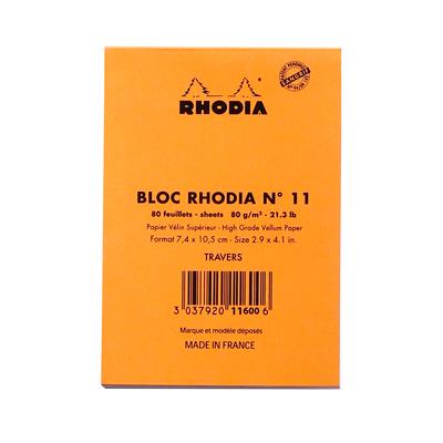Rhodia #11 Ruled Notepad - Orange