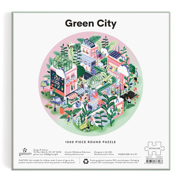 Galison 1000pc Round Puzzle - Green City