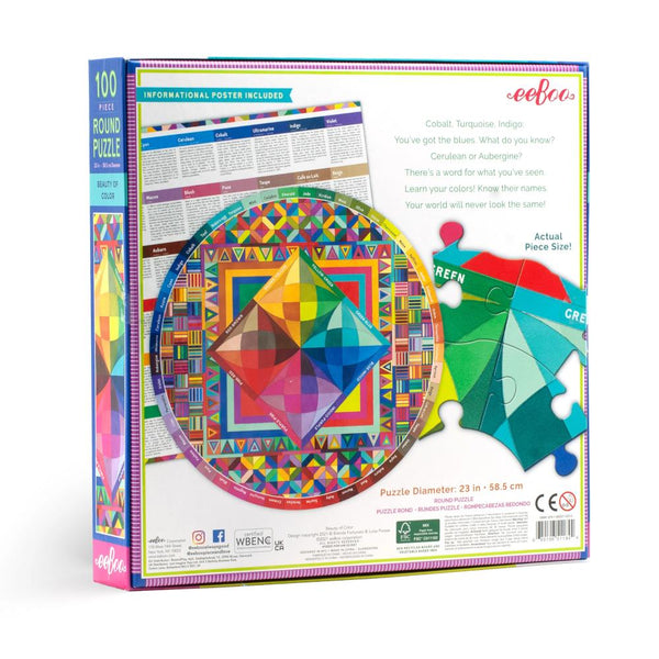 eeBoo 100pc Round Puzzle - Beauty Of Colour