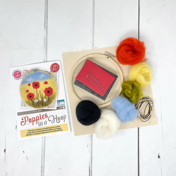 Crafty Kit Co. Needle Felting Kit - Poppies in a Hoop