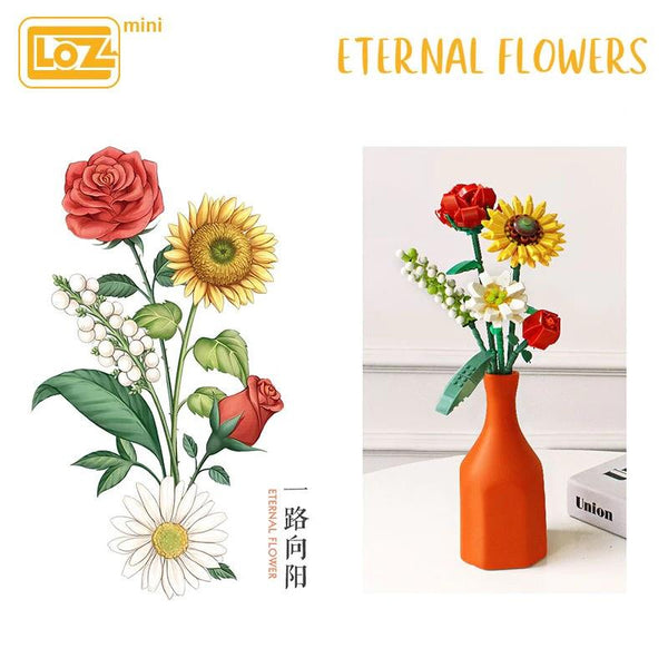 LOZ Mini Block Kit - Eternal Sunflower Rose Saffron Hypericum Flowers