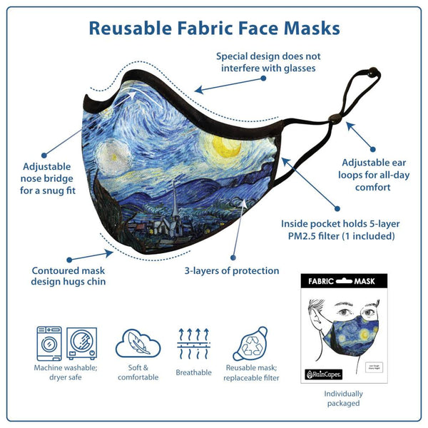 Midoco.ca: RainCaper Face Mask VanGogh Starry Night