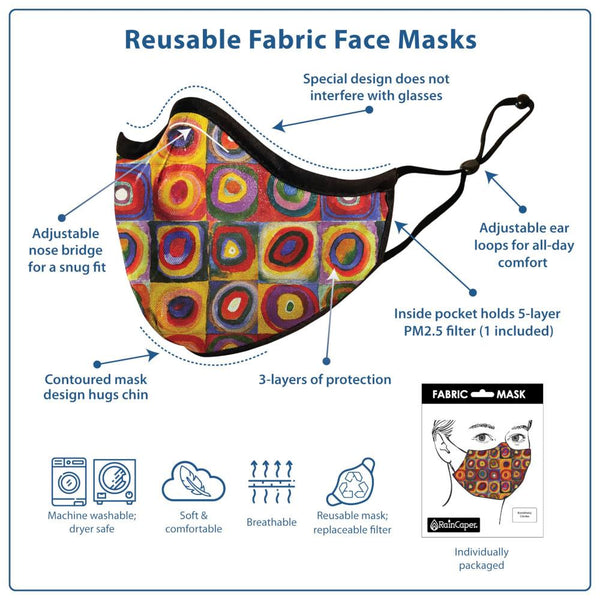 Midoco.ca: RainCaper Face Mask Kandinsky Circles