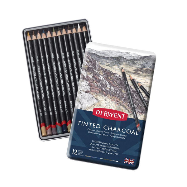 Derwent Tinted Charcoal Pencils 12 Tin Set