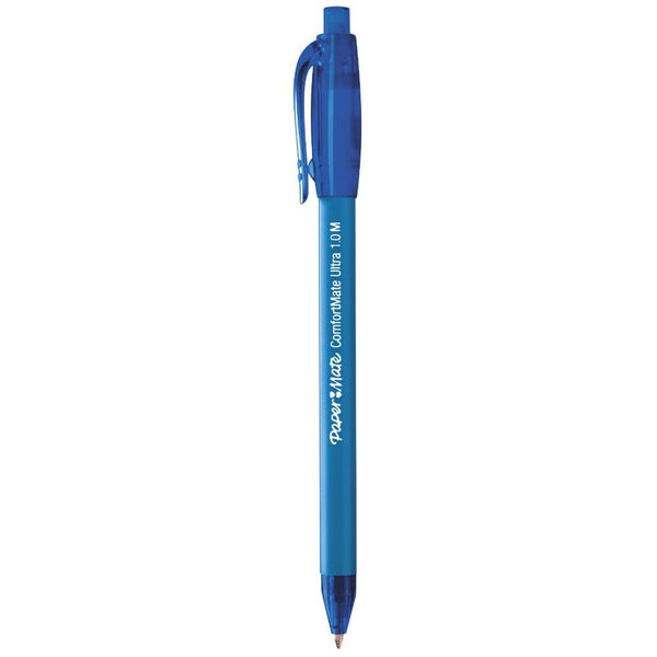Paper Mate ComfortMate Retractable Ballpoint Pens, Medium Blue 12pk