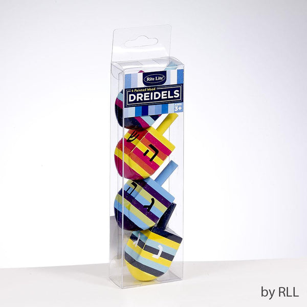 Rite Lite Hand Painted Dreidles 4pk Striped Multicolour