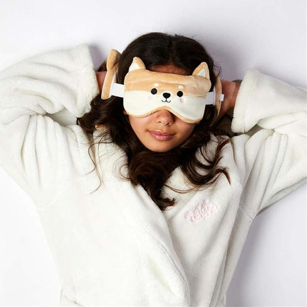 Relaxeazzz Cutiemals Kids Travel Pillow & Sleep Mask Set - Shiba Inu Dog