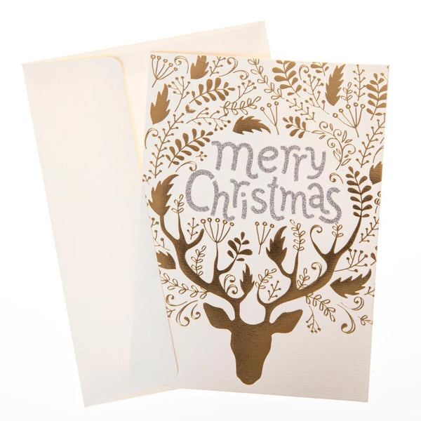 Graphique de France Holiday Boxed Cards 15pk - Gold Reindeer