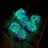 Chessex Gemini 7pc Polyhedral Dice Set - Glow Dual Blue & Light Blue