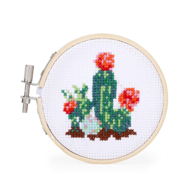Kikkerland Mini Cross Stitch Embroidery Kit - Cactus