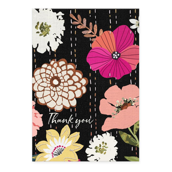 Punch Studio Boxed Thank You Cards - Black Patchwork