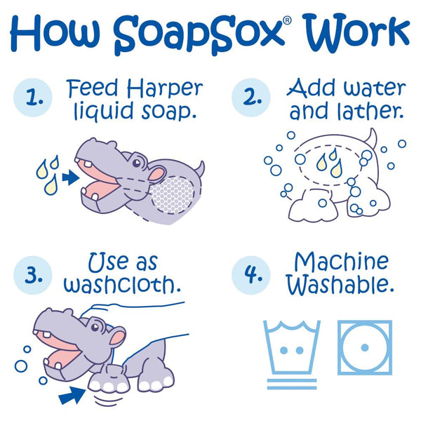 Soapsox Washcloth Animals - Harper the Hippo