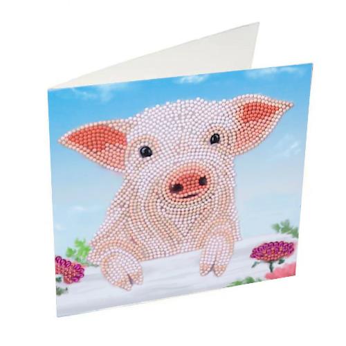 Craft Buddy DIY Crystal Art Card Kit - Pig On The Fence