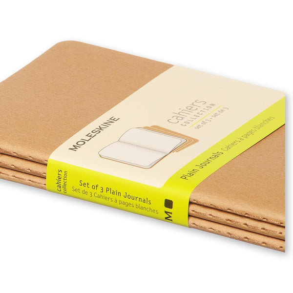 Moleskine Pocket Plain Cahier Journals 3pk - Kraft