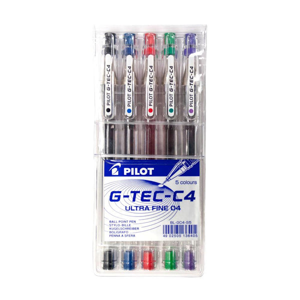 Pilot G-Tec C4 Gel Rollerball Pens 0.4mm Set of 5