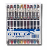 Pilot G-Tec C4 Gel Rollerballs Pen 0.4mm Set of 10