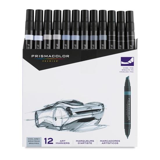 Prismacolor Premier Double-Ended Art Marker Set Cool Greys 12pk