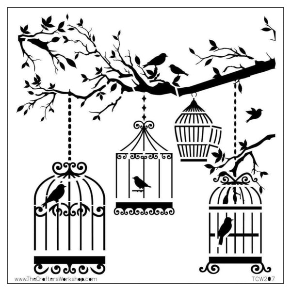 The Crafters Workshop Stencil - 6"x6" Birds of a Feather