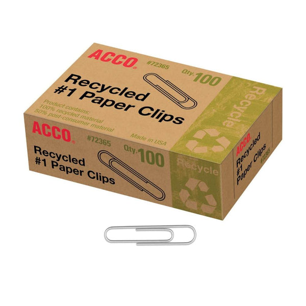 Midoco.ca: Acco Recycled Paperclips #1 100/box