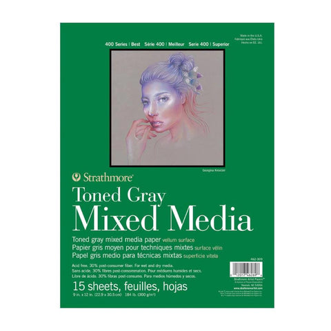 Strathmore 400 Series Toned Mixed Media Pad, Grey, 9"x12"