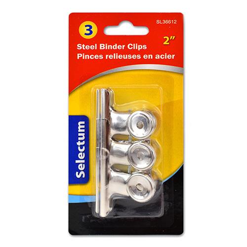 Selectum Steel Bulldog Clips 2" 3pk