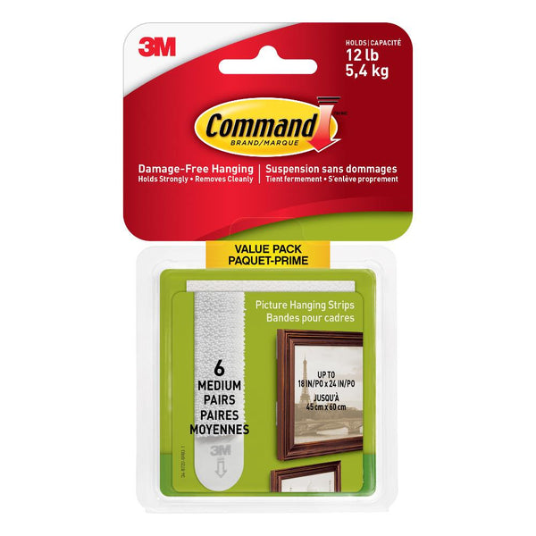 3M Command Picture Hanging Strips Medium 6pk