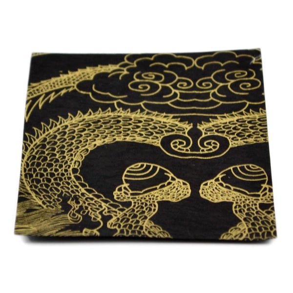 Tibetan Himalayan Lokta Paper 20"x30" Dragon Print, Gold on Black
