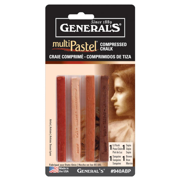 General's Earth Tone Compressed Pastel Chalk 4pk