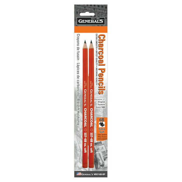 General's Charcoal Pencil 2pk 6B