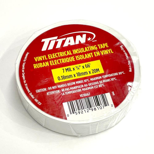 Conglom Titan Vinyl Electrical Insulating Tape - White