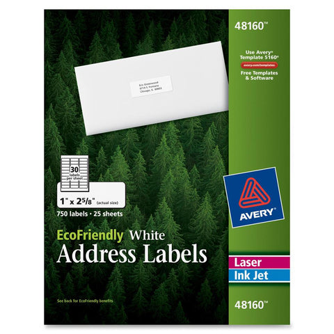 Avery Eco White Inkjet Address Labels 2-5/8" 750pk
