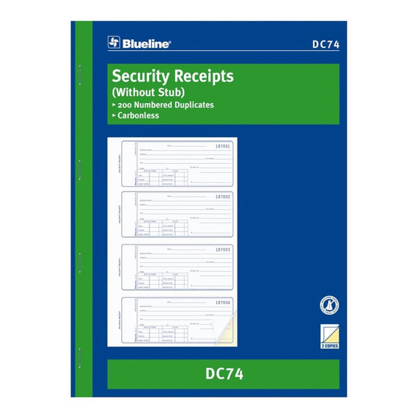 Blueline Security Receipts Book 10.9" x 8"