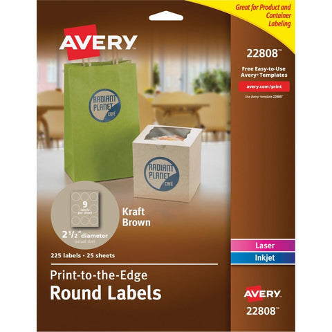 Avery Labels Kraft Round 2.5" Diameter 225pk