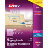 Avery Labels Clear Gloss Letter-Size 10 Sheets