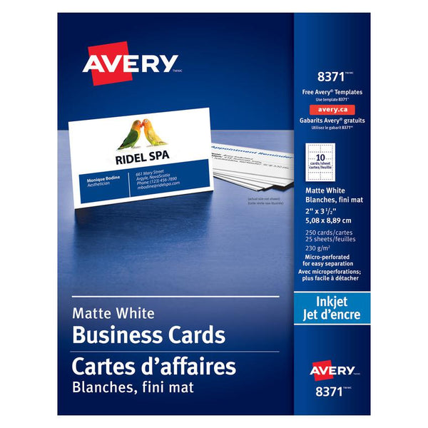 Avery Inkjet Business Cards 250pk Matte White