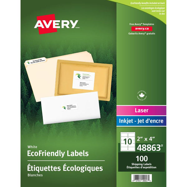 Avery Labels Eco White 2" x 4" 100/pk