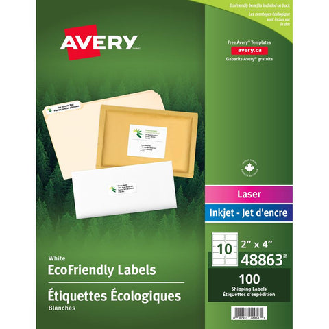 Avery Labels Eco White 2" x 4" 100pk